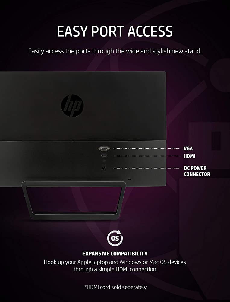 Pair (2) of HP Pavilion 22CWA, 21.5-Inch, Full HD, 1080p, IPS LED Monitor, Tilt, VGA and HDMI, Open Box Demos